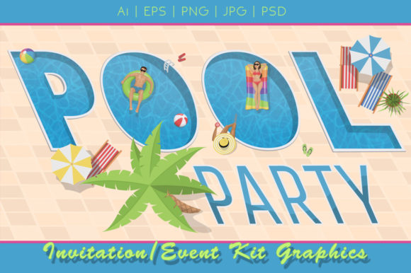 Download Pool Party Invitation Graphics Kit - Kit Collection