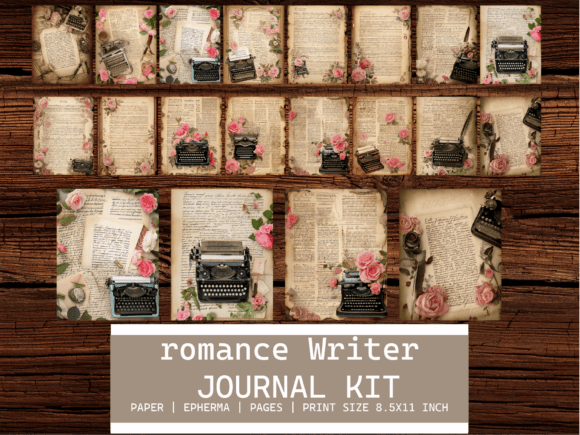 Download Romance Writer Junk Journal Pages Kit - Kit Collection