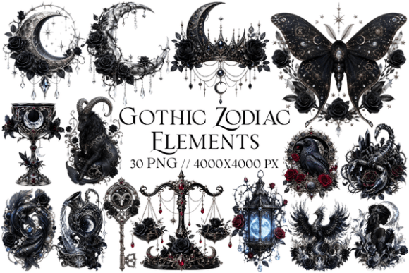 Download Gothic Zodiac Elements Clipart PNG - Elements Collection
