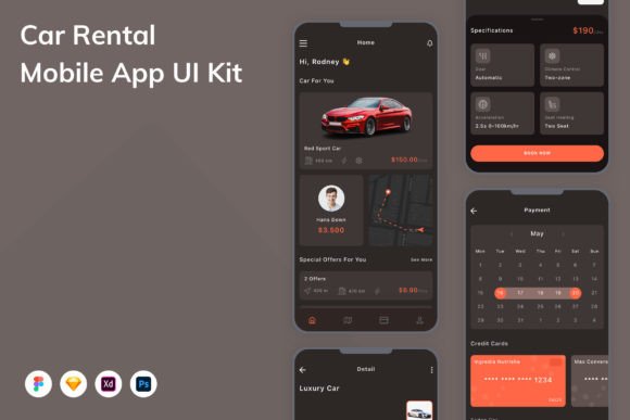 Download Car Rental Mobile App UI Kit - Kit Collection