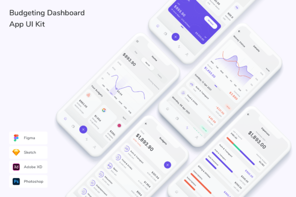 Download Budgeting Dashboard App UI Kit - Kit Collection