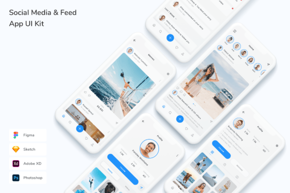 Download Social Media &amp; Feed App UI Kit - Kit Collection