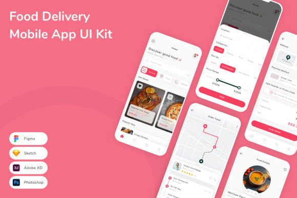 Download Food Delivery Mobile App UI Kit - Kit Collection