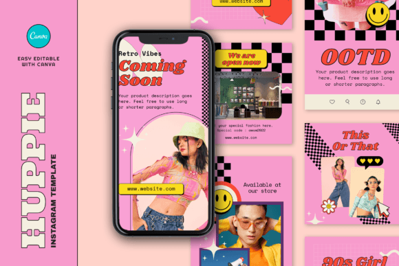 Download Huppie Retro Fashion Instagram Template - Fashion instagram template Collection