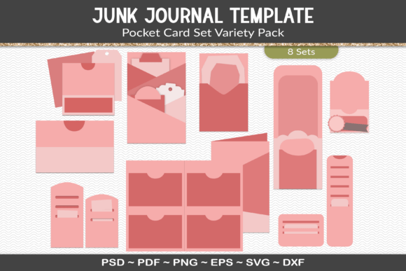 Download Junk Journal Pocket Cards Template Kit - Kit Collection