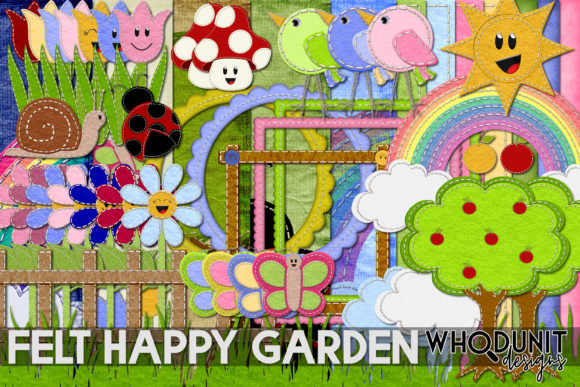 Download Felt Happy Garden - Graphics Kit - Kit Collection