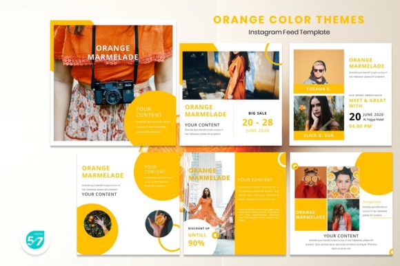 Download Instagram Feed Template - Orange Color - Orange Collection