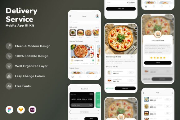 Download Delivery Service Mobile App UI Kit - Kit Collection