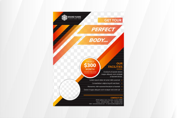 Download Fitness Vertical Flyer Orange Black - Orange Collection