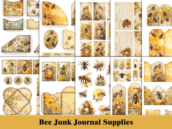 Download Yellow Bee Junk Journal Kit Ephemera - Kit Collection